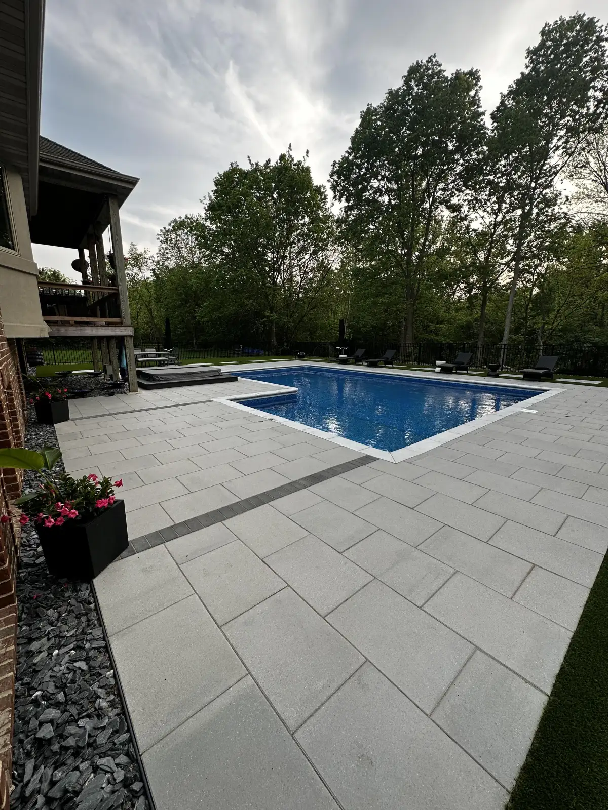 Hardscaping project with pavers and retaining wall in Michigan