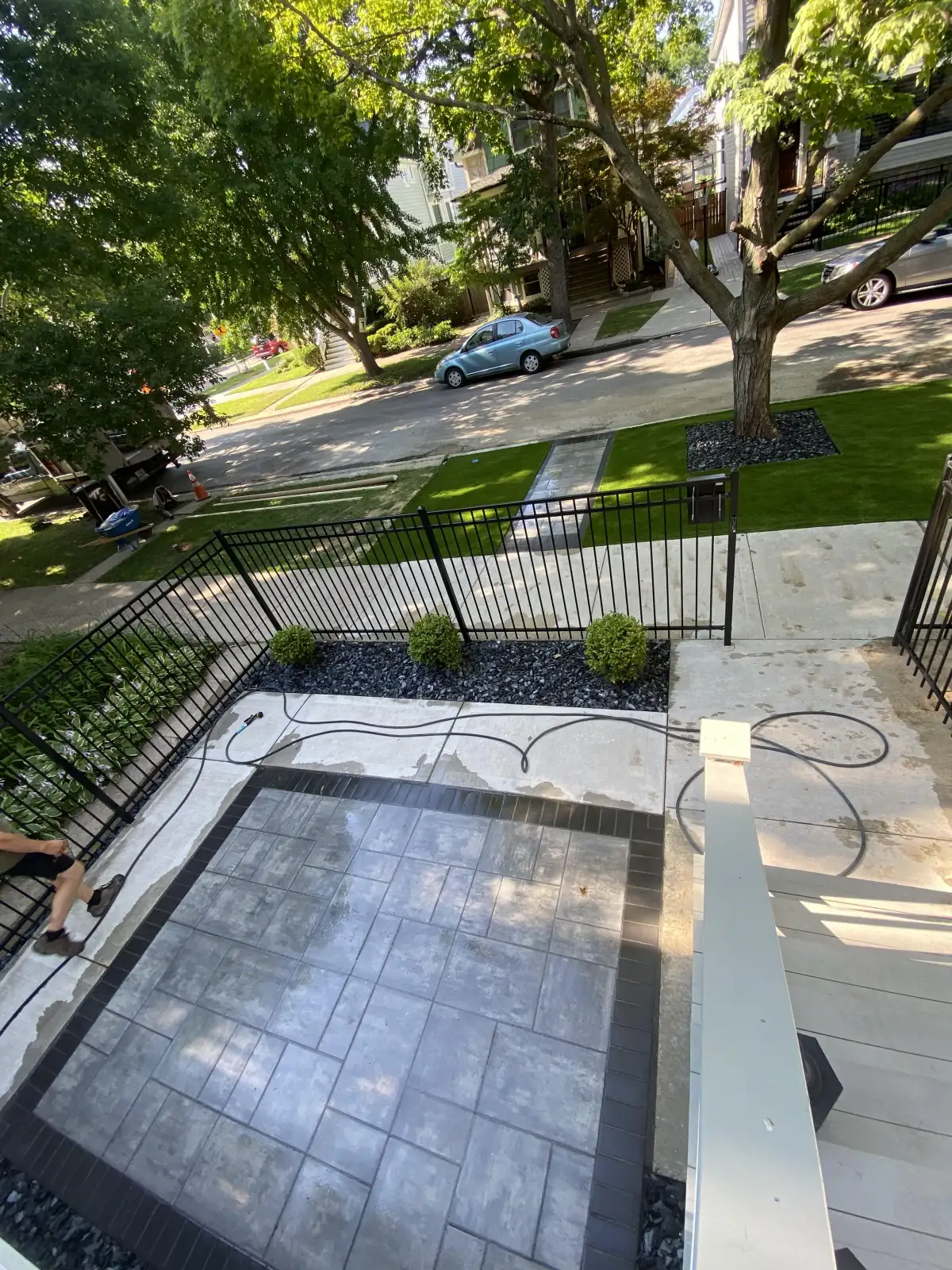 Pergola covered patio with outdoor dining