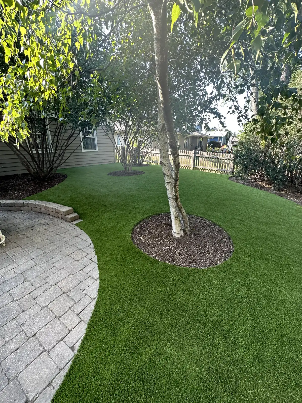 Completed synthetic turf lawn in Southwest Michigan