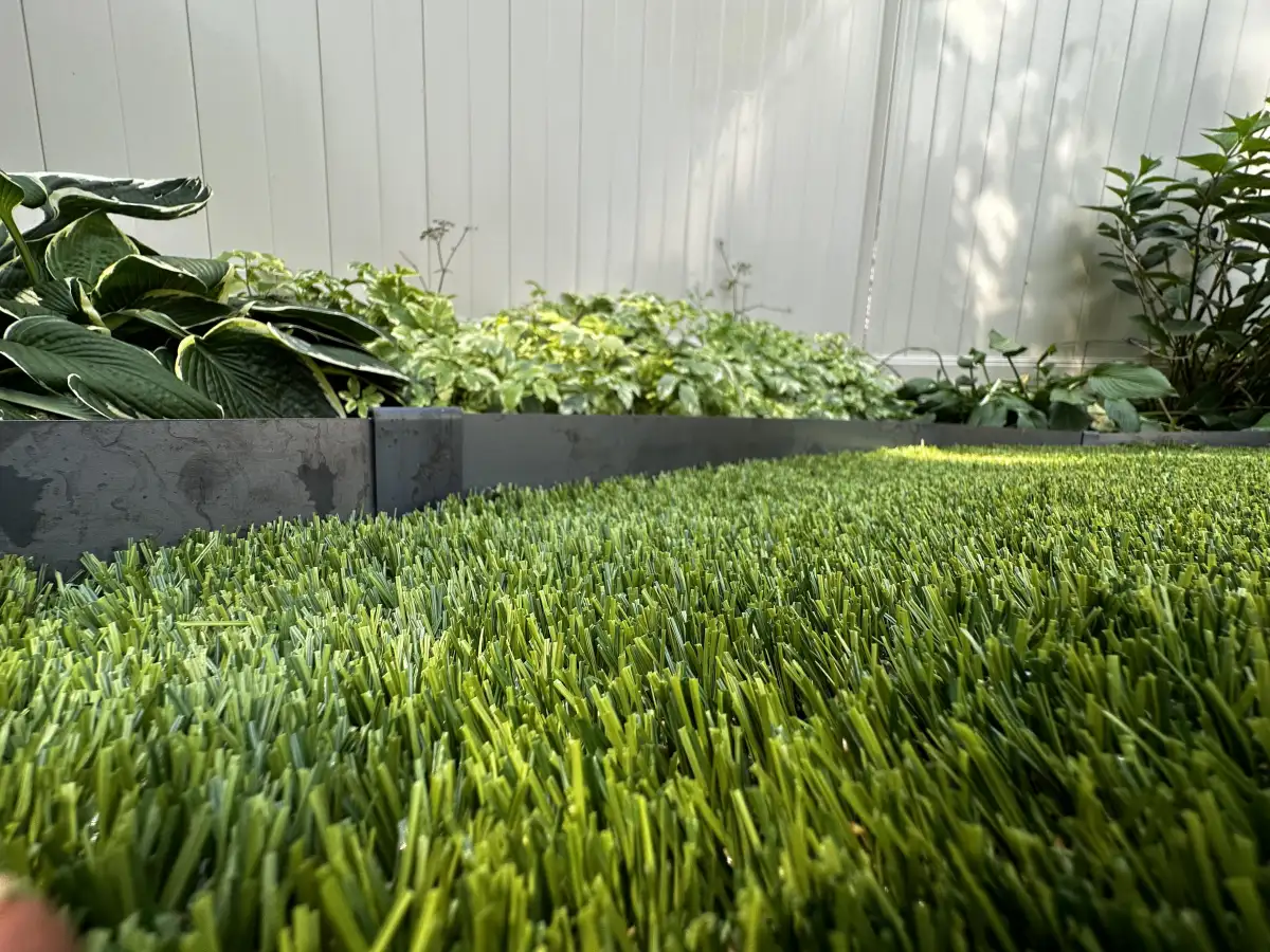 Before and after commercial turf transformation at Michigan property